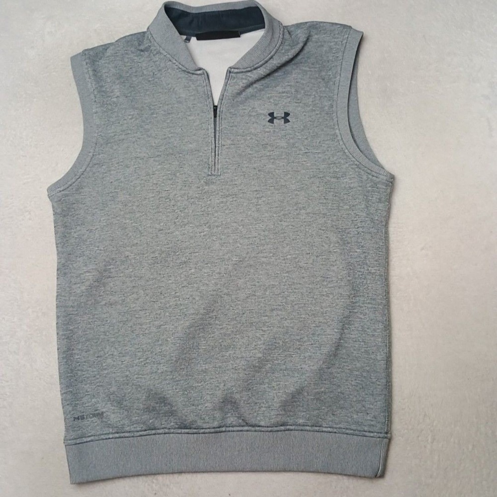 Under Armour Sweater Mens M Gray 1/4 Zip Golf Storm Vest ColdGear Thermal Work